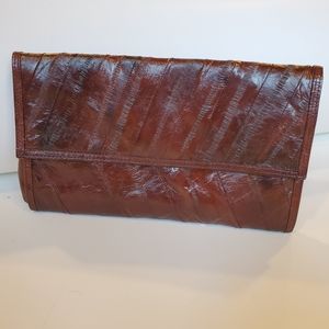 VINTAGE 80s Eel Skin clutch pristine condition